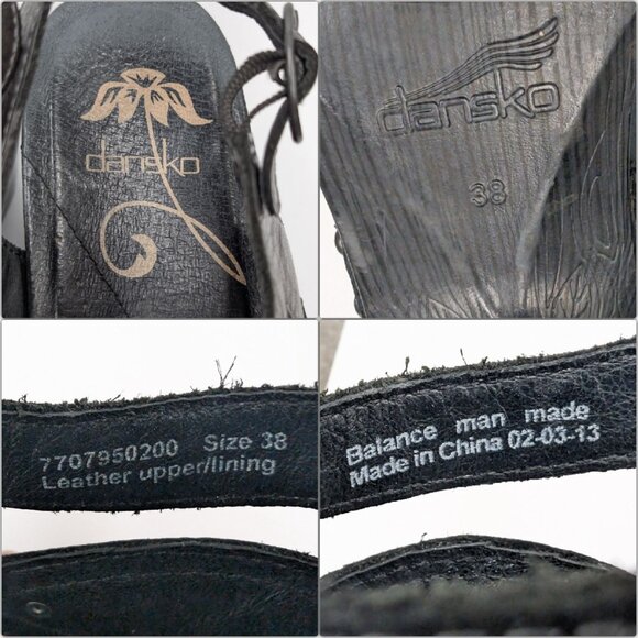 Dansko Nina Heeled Leather Sandals Womens Black Slingback 7707950200 Sz 38 / 7.5 - Picture 12 of 12